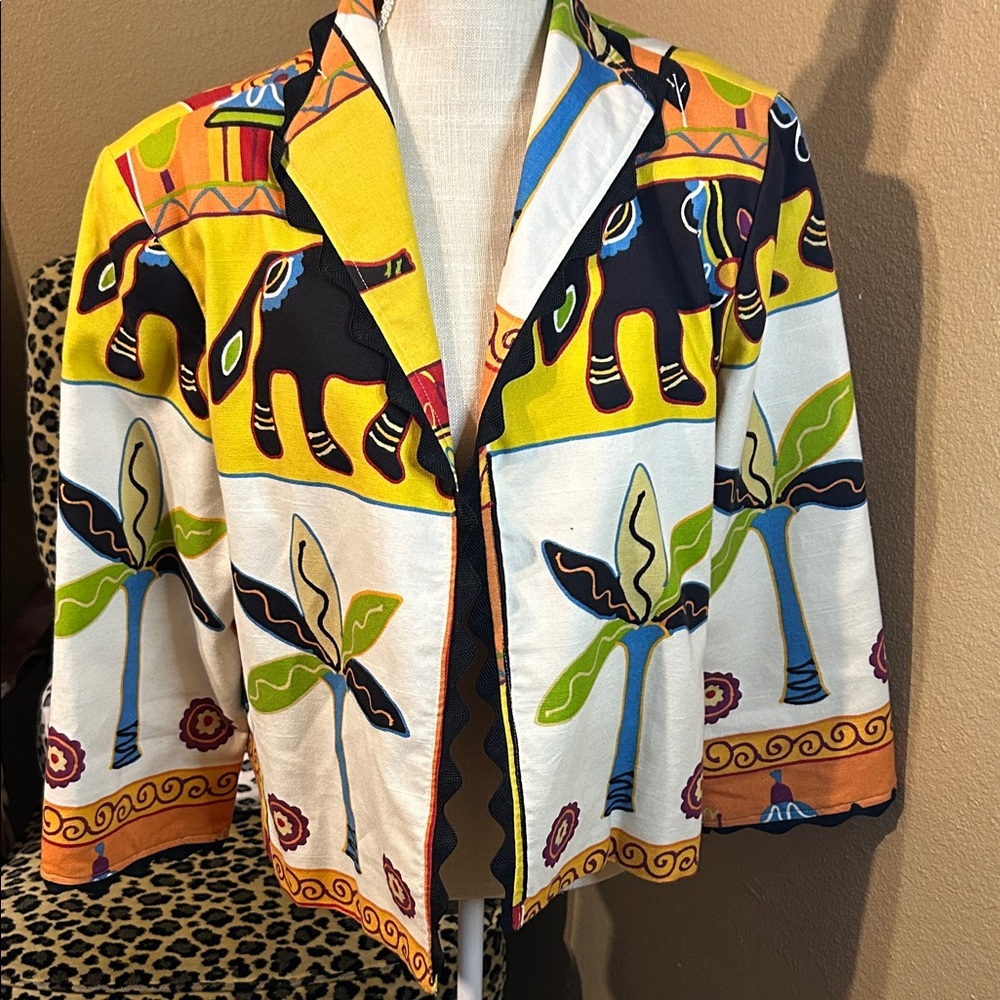 Colorful Elephant Print Jacket